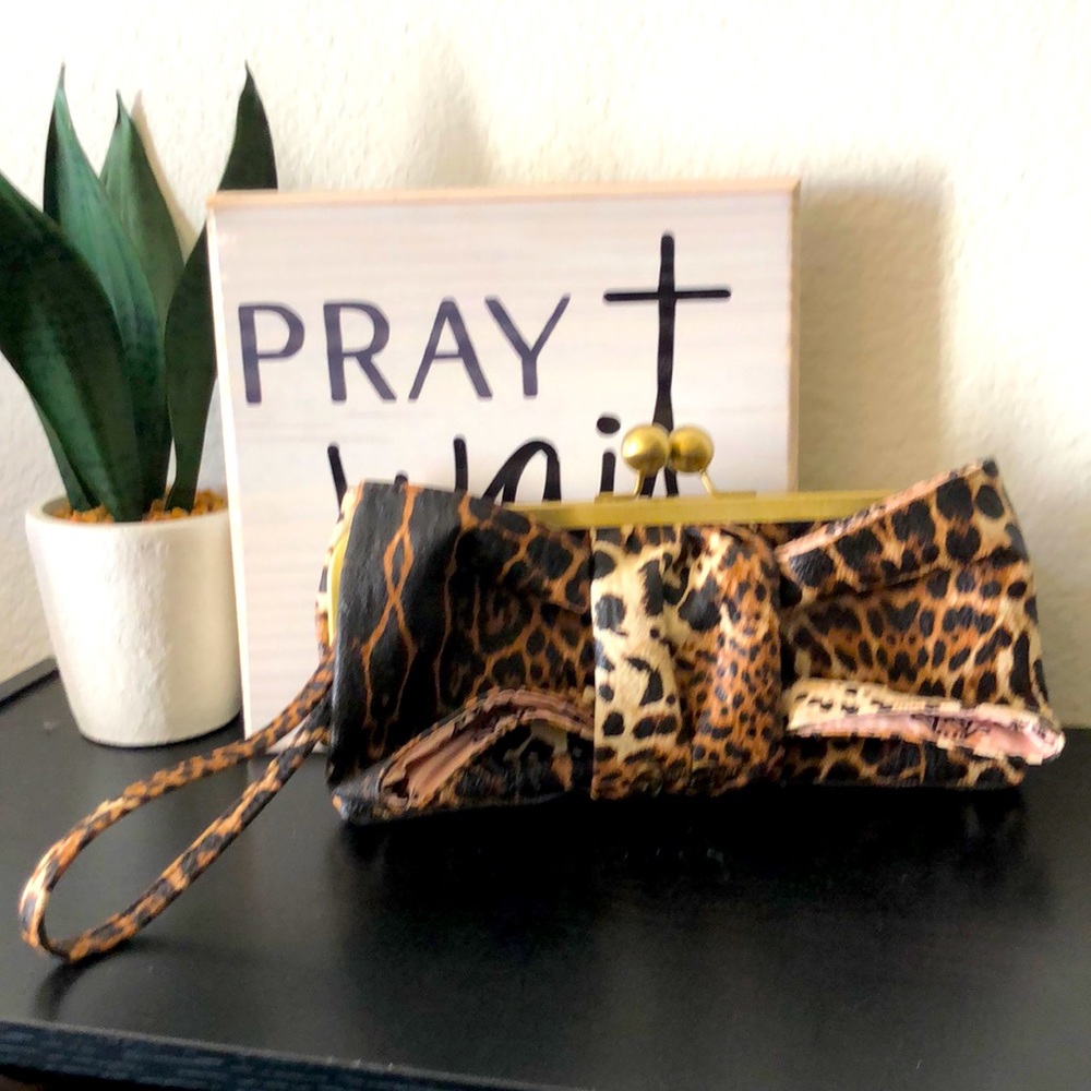 Jessica Simpson Leopard Leather Clutch